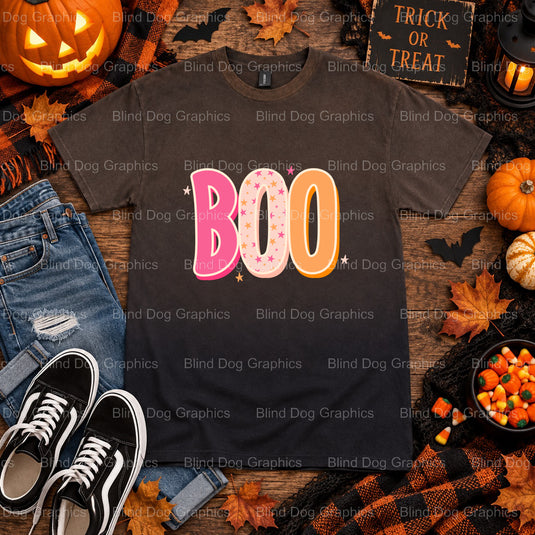 Cute Ghost Black Cat Pumpkin Bat – Halloween Premade DTF Transfer (view 2 of 2) – by Blind Dog Graphics – Premade Transfer...