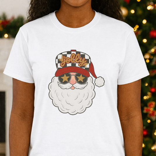 Preppy Checkered Santa – Christmas Premade DTF Transfer