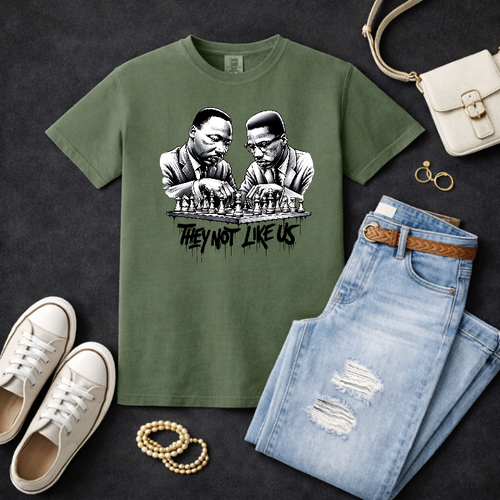 MLK DAY MLK & Malcolm X Chess THEY NOT LIKE US – Martin Luther King Jr. Day Premade DTF Transfer