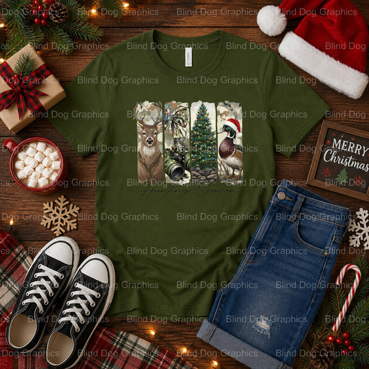 Deer Head with Buffalo Check Santa Hat – Christmas Premade DTF Transfer (view 1 of 2) – by Blind Dog Graphics – Premade Tr...