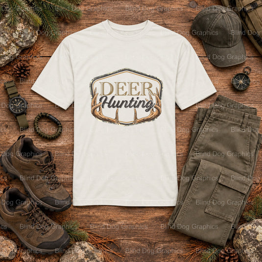 Deer Season - Hunting DTF Transfer (view 2 of 2) – by Blind Dog Graphics – Premade Transfers – Hunting, Outdoors