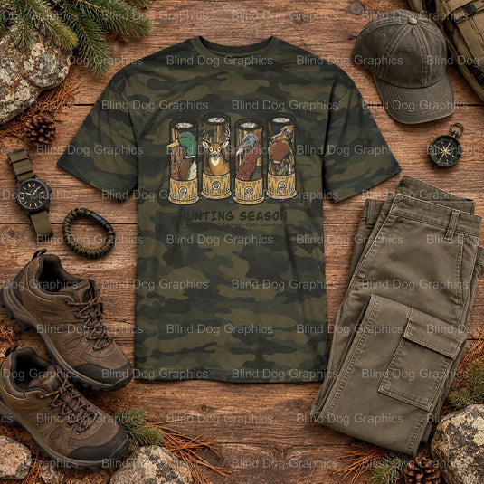 DEER SEASON OPENING DAY - Hunting DTF Transfer - Premade DTF Transfer (view 1 of 2) – by Blind Dog Graphics – Premade Tran...
