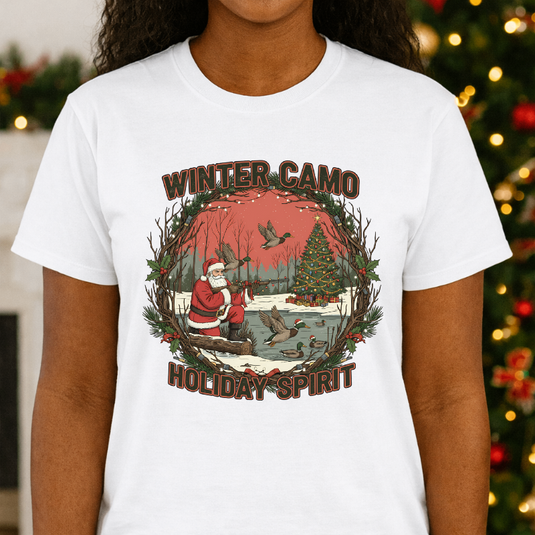 MERRY HUNTMAS – Santa Hunting Duck Wreath Christmas Premade DTF Transfer