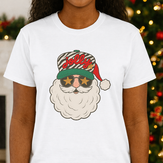 Preppy Zebra Santa Head – Christmas Premade DTF Transfer