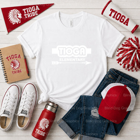Elementary Tioga School Est. 1957 – Tioga Elementary School Premade DTF Transfer (view 1 of 2) – by Blind Dog Graphics – P...