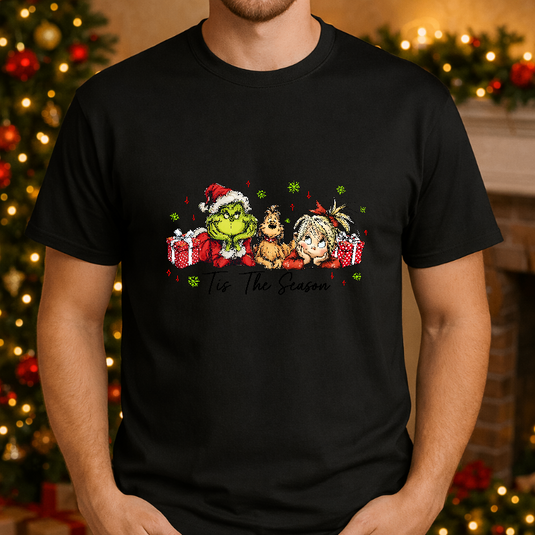 Green Dog Santa Hat Scarf Snowflakes – Christmas Premade DTF Transfer