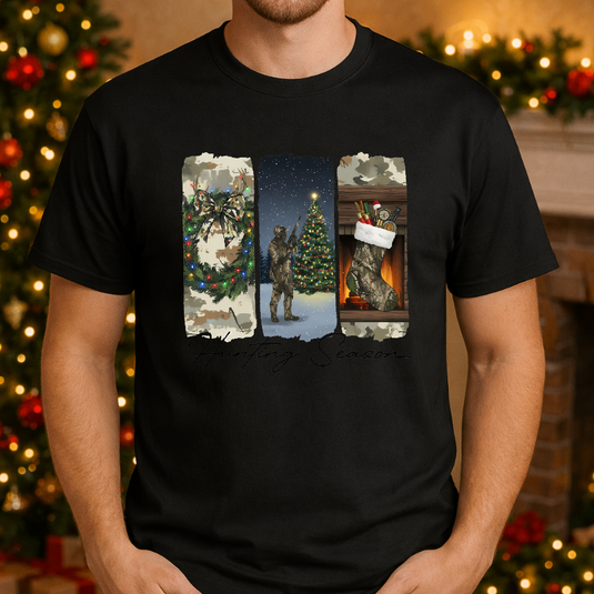 HUNTING SEASON Camo Wreath & Deer – Christmas Premade DTF Transfer