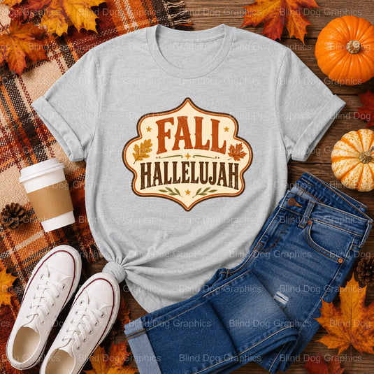 FALL Hallelujah – Fall Premade DTF Transfer (view 1 of 2) – by Blind Dog Graphics – Premade Transfers – Fall, Thanksgiving