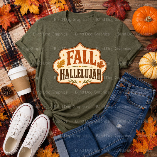 FALL Hallelujah – Fall Premade DTF Transfer (view 2 of 2) – by Blind Dog Graphics – Premade Transfers – Fall, Thanksgiving