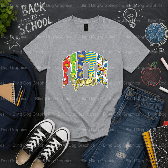 FIFTH GRADE BOY – School Premade DTF Transfer (view 2 of 2) – by Blind Dog Graphics – Premade Transfers – School DTF Trans...