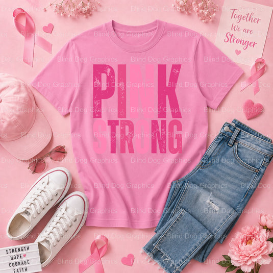 Fight Like A Girl Pink Ribbon - Breast Cancer Awareness Premade DTF Transfer (view 1 of 3) – by Blind Dog Graphics – Prema...