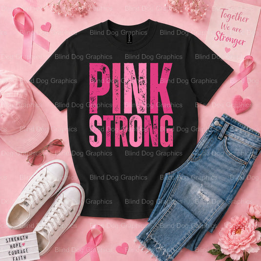 Fight Like A Girl Pink Ribbon - Breast Cancer Awareness Premade DTF Transfer (view 3 of 3) – by Blind Dog Graphics – Prema...