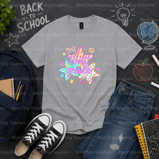 FIRST GRADE – School Premade DTF Transfer (view 2 of 2) – by Blind Dog Graphics – Premade Transfers – School DTF Transfers...