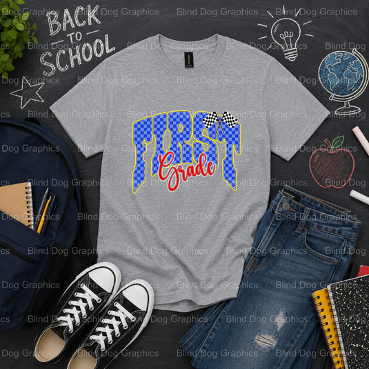 FIRST GRADE Teacher – School Premade DTF Transfer (view 2 of 2) – by Blind Dog Graphics – Premade Transfers – School DTF T...