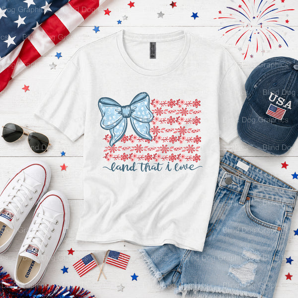 Floral American Flag Heart – Fourth Of July DTF Transfer (view 2 of 2) – by Blind Dog Graphics – Premade Transfers – Fourt...