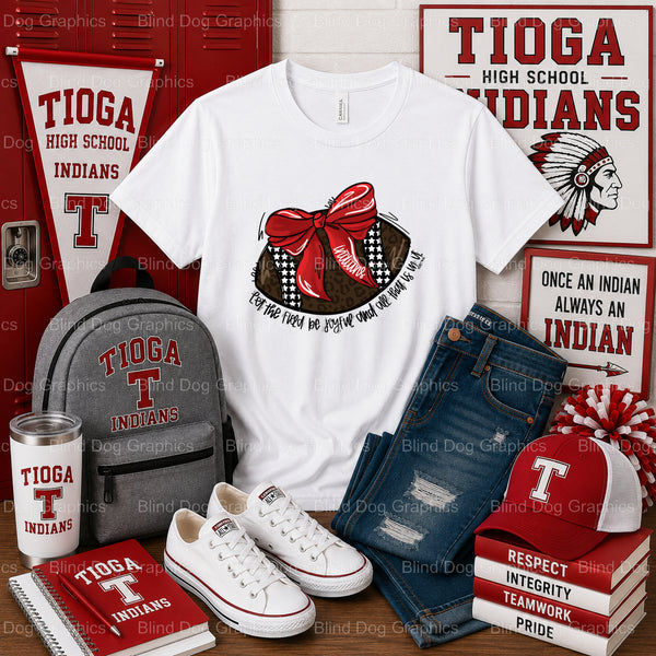 FOOTBALL TIOGA INDIANS Graphic – Tioga High School Premade DTF Transfer (view 1 of 2) – by Blind Dog Graphics – Premade Tr...