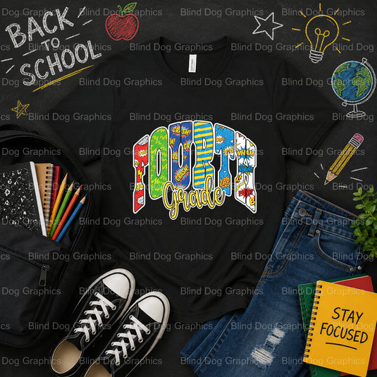 FOURTH GRADE BOY – School Premade DTF Transfer (view 1 of 2) – by Blind Dog Graphics – Premade Transfers – School DTF Tran...