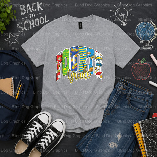 FOURTH GRADE BOY – School Premade DTF Transfer (view 2 of 2) – by Blind Dog Graphics – Premade Transfers – School DTF Tran...