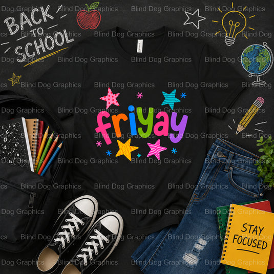 Friyay – School Premade DTF Transfer (view 1 of 2) – by Blind Dog Graphics – Premade Transfers – School DTF Transfers, Edu...
