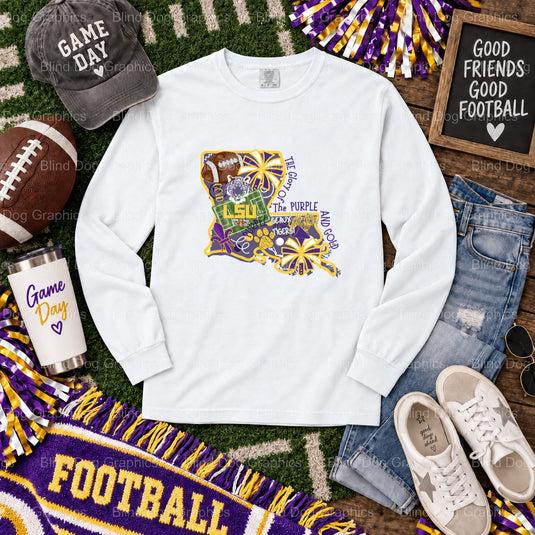 GEAUX TIGERS Distressed Tiger Head - LSU College Football Game Day Premade DTF Transfer (view 1 of 2) – by Blind Dog Graph...