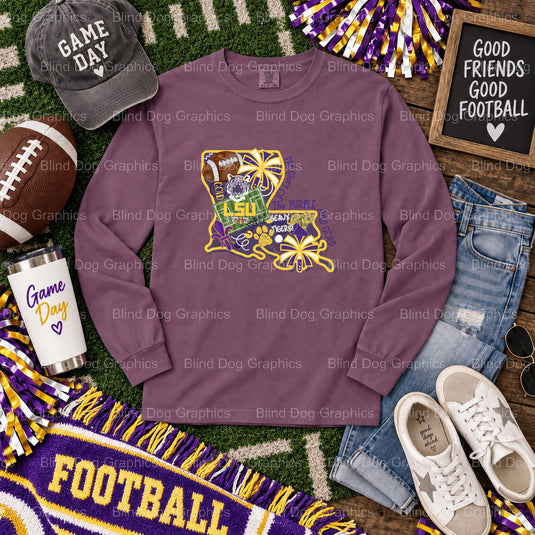 GEAUX TIGERS Distressed Tiger Head - LSU College Football Game Day Premade DTF Transfer (view 2 of 2) – by Blind Dog Graph...