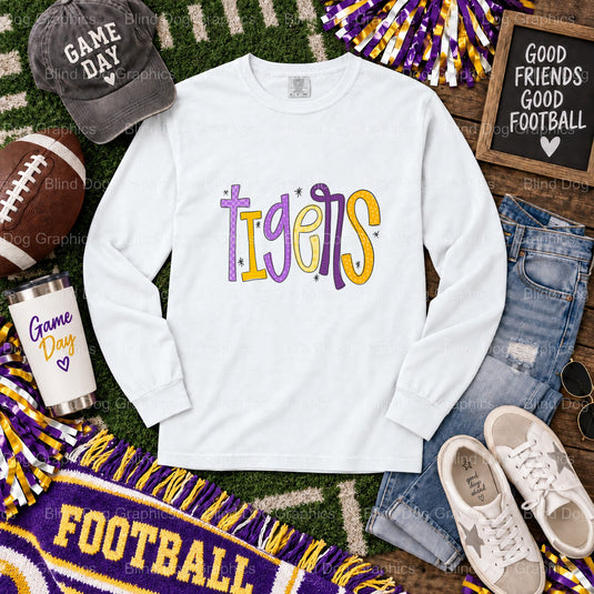 GEAUX TIGERS Purple & Gold Tiger Head - LSU Premade DTF Transfer (view 1 of 2) – by Blind Dog Graphics – Premade Transfers...