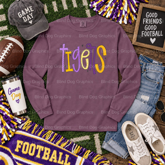 GEAUX TIGERS Purple & Gold Tiger Head - LSU Premade DTF Transfer (view 2 of 2) – by Blind Dog Graphics – Premade Transfers...