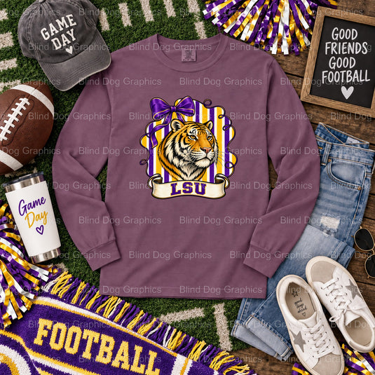 Geaux Tigers Roaring Tiger Head - LSU Premade DTF Transfer (view 1 of 2) – by Blind Dog Graphics – Premade Transfers – LSU...