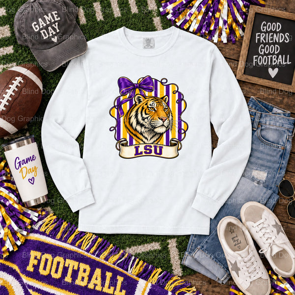 Geaux Tigers Roaring Tiger Head - LSU Premade DTF Transfer (view 2 of 2) – by Blind Dog Graphics – Premade Transfers – LSU...