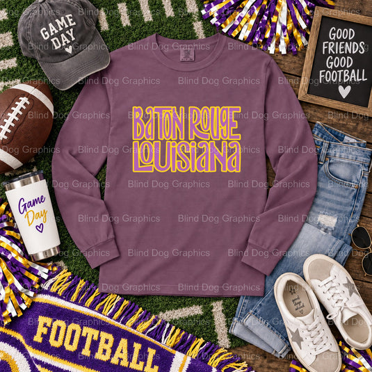 GEAUX TIGERS, Tiger & Footballs - LSU College Football Premade DTF Transfer (view 1 of 2) – by Blind Dog Graphics – Premad...