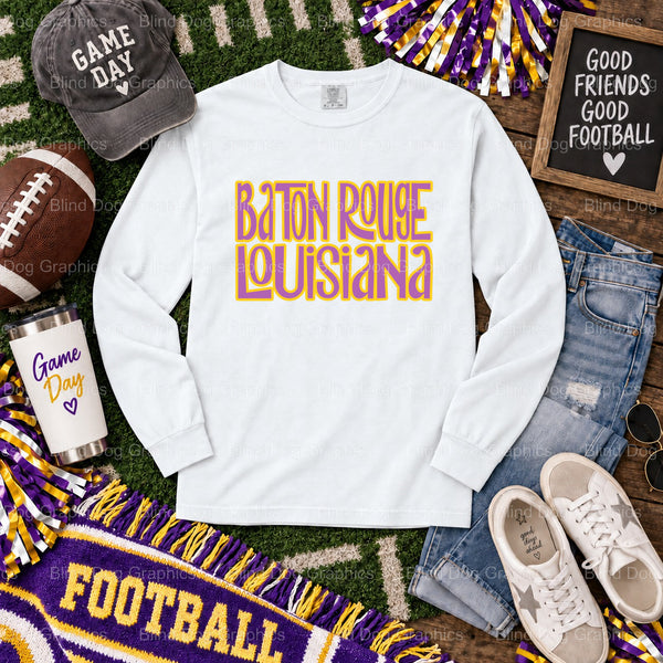 GEAUX TIGERS, Tiger & Footballs - LSU College Football Premade DTF Transfer (view 2 of 2) – by Blind Dog Graphics – Premad...