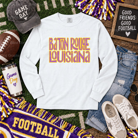 GEAUX TIGERS, Tiger & Footballs - LSU College Football Premade DTF Transfer (view 2 of 2) – by Blind Dog Graphics – Premad...