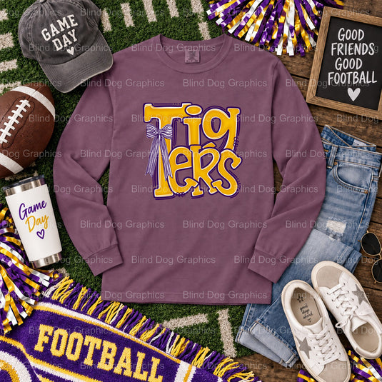 Geaux Tigers Watercolor - LSU Premade DTF Transfer (view 2 of 2) – by Blind Dog Graphics – Premade Transfers – LSU, Colleg...