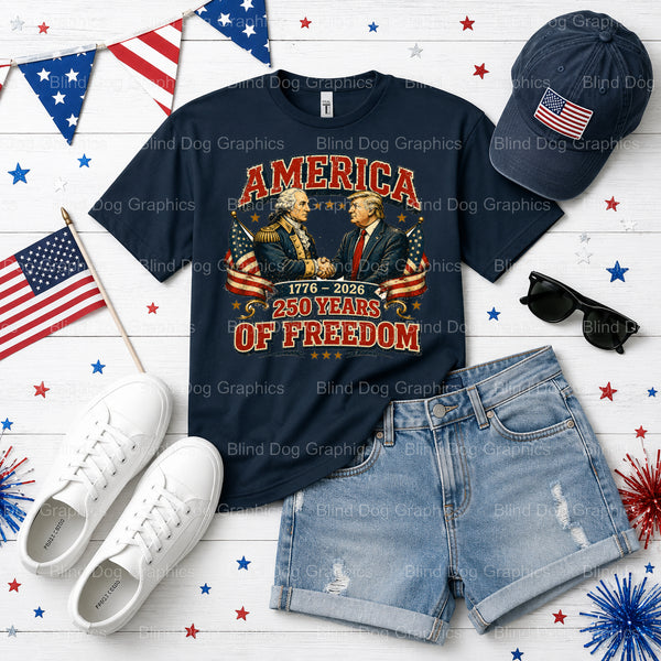GEORGE WASHINGTON TRUMP 250 YEARS OF FREEDOM – Fourth Of July DTF Transfer (view 1 of 2) – by Blind Dog Graphics – Premade...
