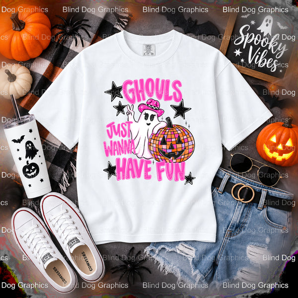 Ghouls Just Wanna Have Fun – Halloween Premade DTF Transfer (view 1 of 2) – by Blind Dog Graphics – Premade Transfers – Ha...