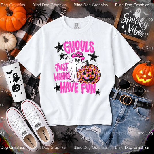 Ghouls Just Wanna Have Fun – Halloween Premade DTF Transfer (view 1 of 2) – by Blind Dog Graphics – Premade Transfers – Ha...
