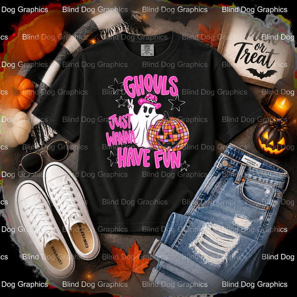 Ghouls Just Wanna Have Fun – Halloween Premade DTF Transfer (view 2 of 2) – by Blind Dog Graphics – Premade Transfers – Ha...