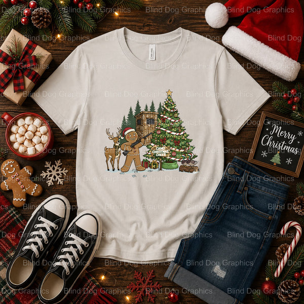 Gingerbread Man Camouflage – Christmas Premade DTF Transfer (view 1 of 2) – by Blind Dog Graphics – Premade Transfers – Ch...