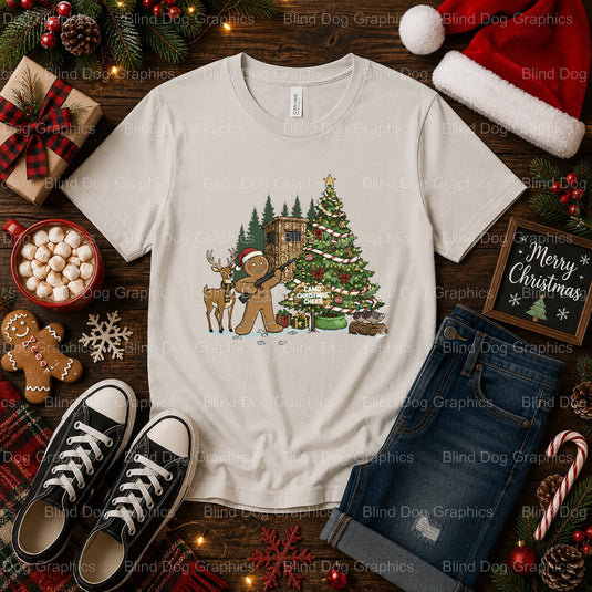 Gingerbread Man Camouflage – Christmas Premade DTF Transfer (view 1 of 2) – by Blind Dog Graphics – Premade Transfers – Ch...