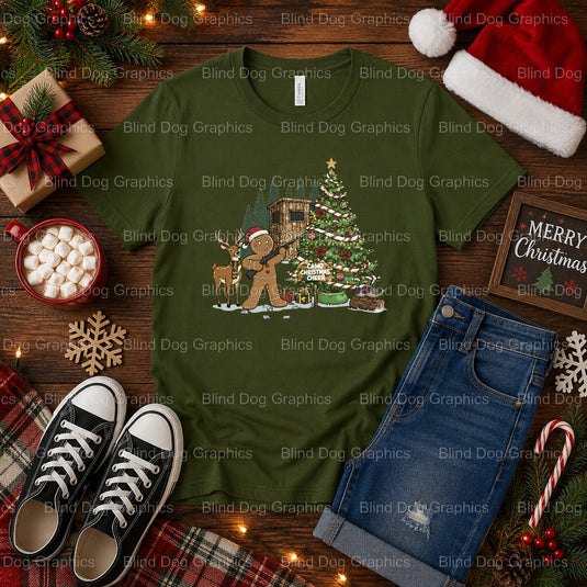 Gingerbread Man Camouflage – Christmas Premade DTF Transfer (view 2 of 2) – by Blind Dog Graphics – Premade Transfers – Ch...