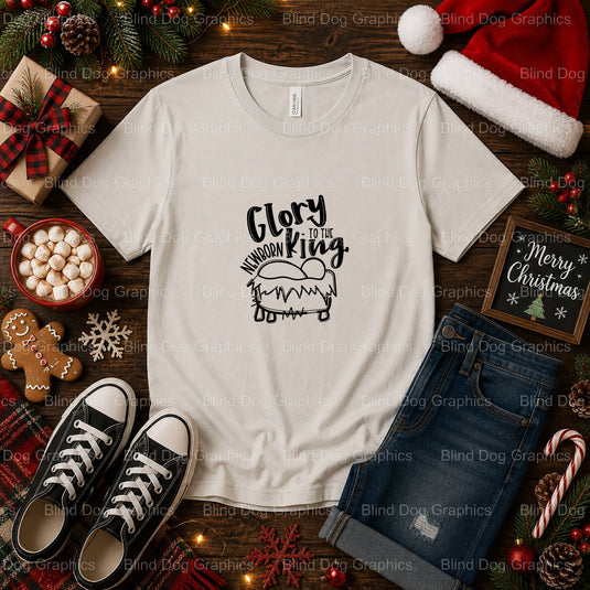 Glory to the Newborn King – Christmas Premade DTF Transfer (view 2 of 2) – by Blind Dog Graphics – Premade Transfers – Chr...