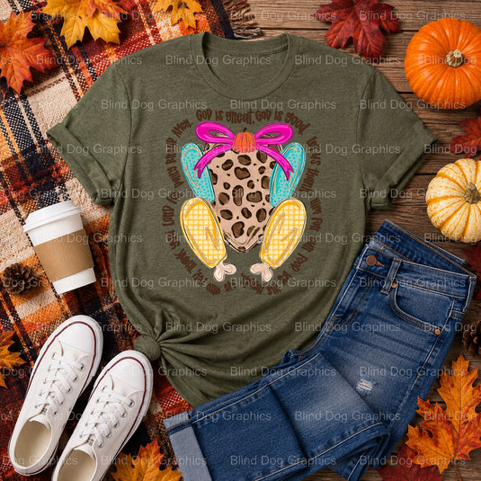 God is great God is good – Thanksgiving Premade DTF Transfer (view 2 of 2) – by Blind Dog Graphics – Premade Transfers – F...