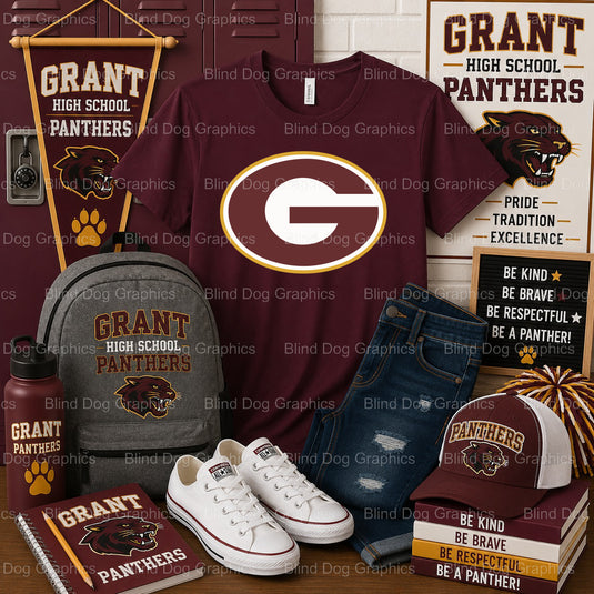 GRANT HIGH SCHOOL ATHLETICS – Grant High School Premade DTF Transfer (view 1 of 2) – by Blind Dog Graphics – Premade Trans...