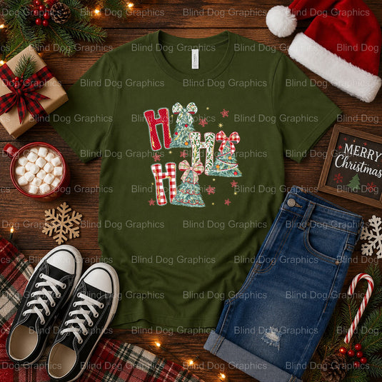 Green Cartoon Character with Candy Cane – Christmas Premade DTF Transfer (view 1 of 2) – by Blind Dog Graphics – Premade T...