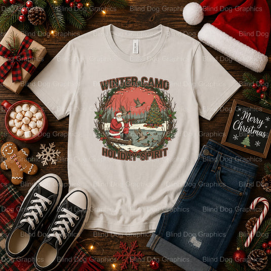 HAPPY HUNTING SEASON – Christmas Premade DTF Transfer (view 1 of 2) – by Blind Dog Graphics – Premade Transfers – Christma...