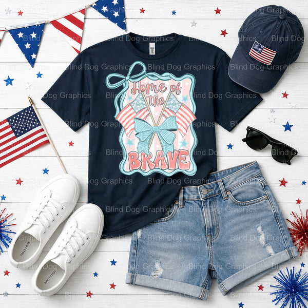 HOME OF THE BRAVE – Fourth Of July DTF Transfer (view 2 of 2) – by Blind Dog Graphics – Premade Transfers – Fourth Of July...