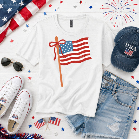 HOME OF THE FREE BECAUSE OF THE BRAVE – Fourth Of July DTF Transfer (view 1 of 2) – by Blind Dog Graphics – Premade Transf...