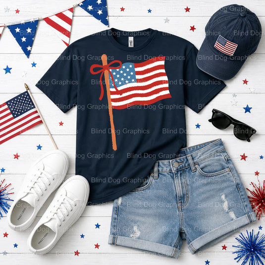 HOME OF THE FREE BECAUSE OF THE BRAVE – Fourth Of July DTF Transfer (view 2 of 2) – by Blind Dog Graphics – Premade Transf...