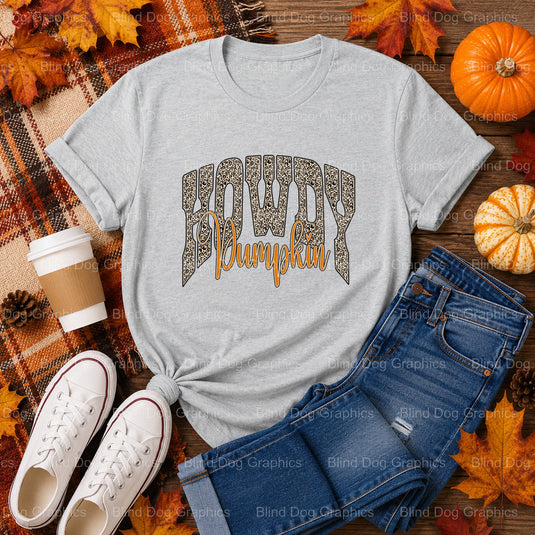 HOWDY PUMPKIN – Fall Premade DTF Transfer (view 1 of 2) – by Blind Dog Graphics – Premade Transfers – Fall, Thanksgiving