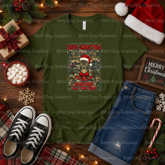 HUNTING ALL THE WAY – Christmas Premade DTF Transfer (view 2 of 2) – by Blind Dog Graphics – Premade Transfers – Christmas...
